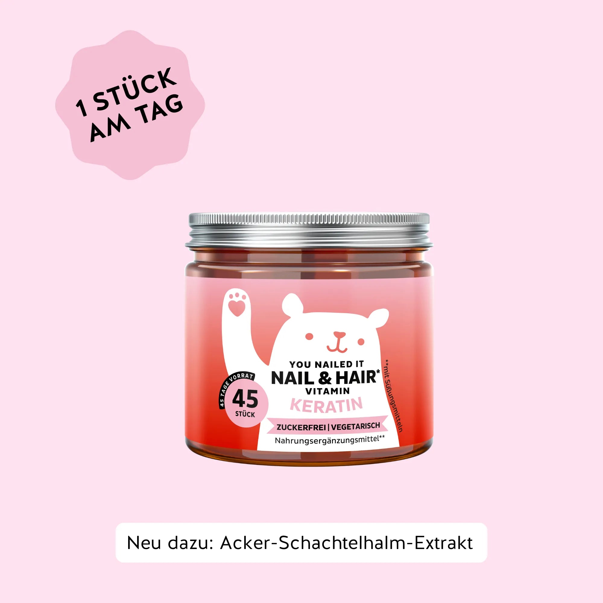Bears with Benefits YOU NAILED IT Nail & Hair* Vitamin Keratin – zuckerfreie vegetarische Gummibärchen für Haare & Nägel, mit Keratin und 45 Stück