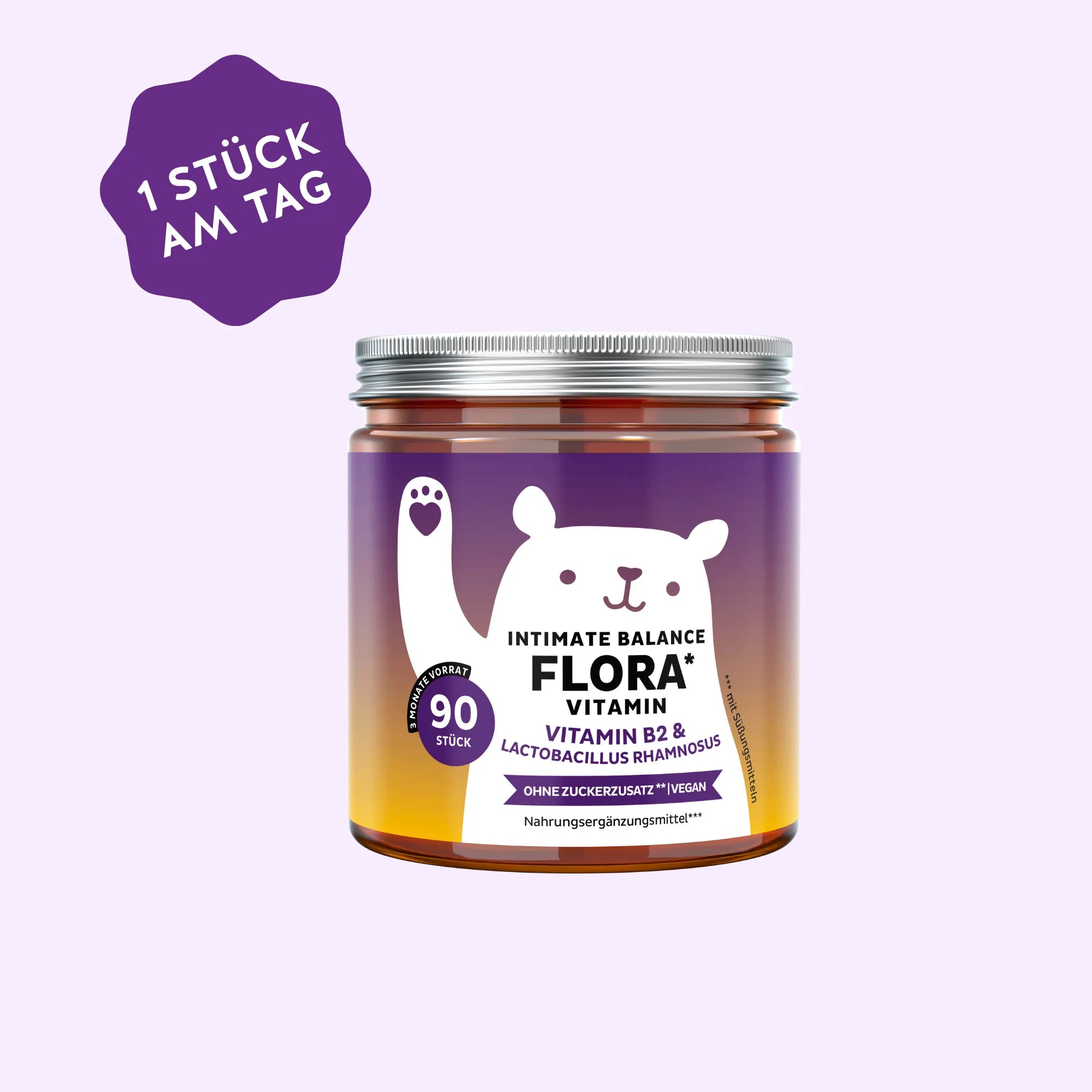 Bears with Benefits Intimate Balance Flora Vitamin – Vegane Probiotika Gummibärchen mit Vitamin B2 und Lactobacillus Rhamnosus für Darmflora und intimes Gleichgewicht, 90 Stück, 3 Monate Vorrat, neue Formel, ohne Zuckerzusatz
