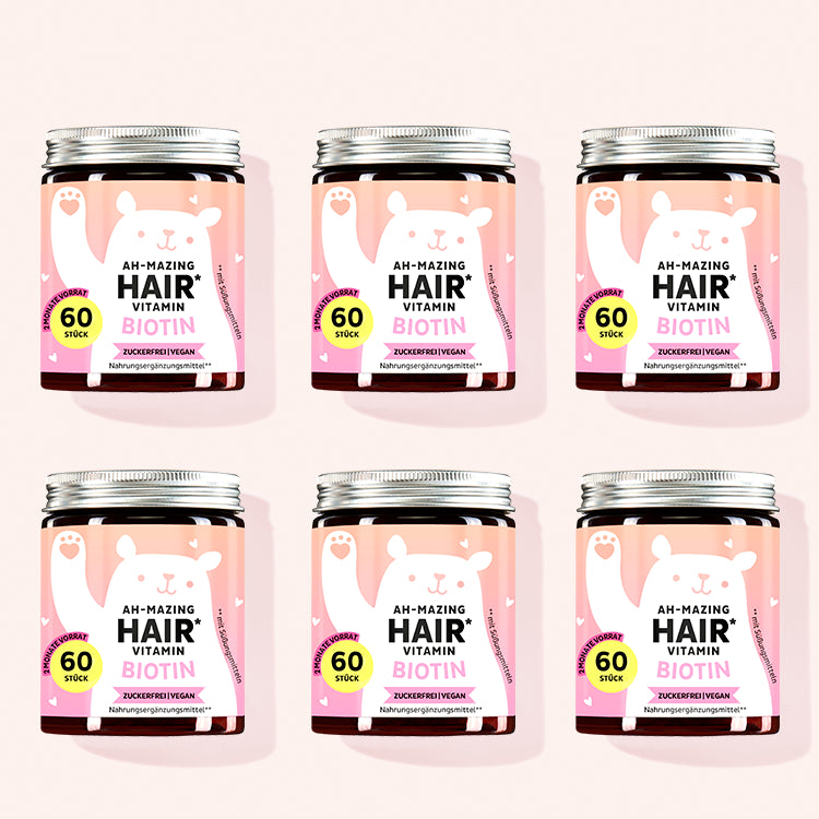 12 Monatskur der Ah-mazing Hair Vitamins zuckerfrei mit Biotin für schönes, volles Haar und Nägel