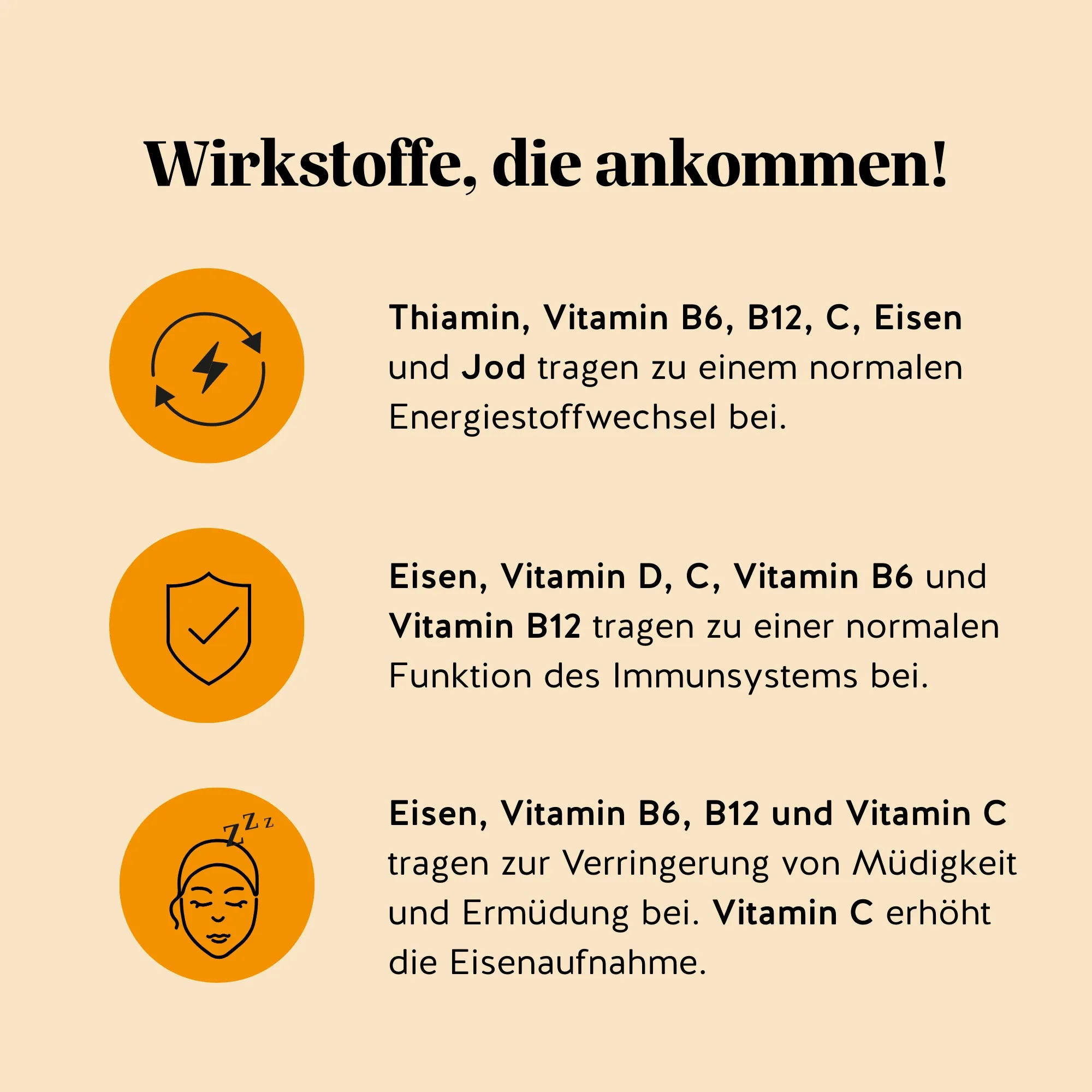 Inhaltsstoffe und Vorteile der Queen of Iron Power Vitamine von Bears with Benefits, formuliert zur Unterstützung des Energiestoffwechsels, zur Verringerung von Müdigkeit und Ermüdung sowie zur normalen Funktion des Immunsystems.
