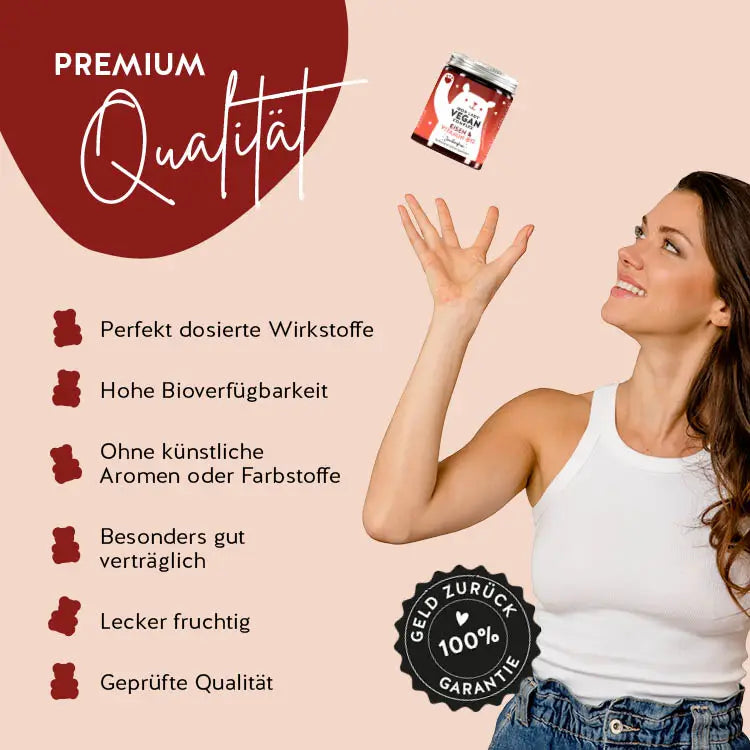 Perfekt dosierte Wirkstoffe, Hohe Bioverfügbarkeit, Ohne künstliche Aromen und Farbstoffe