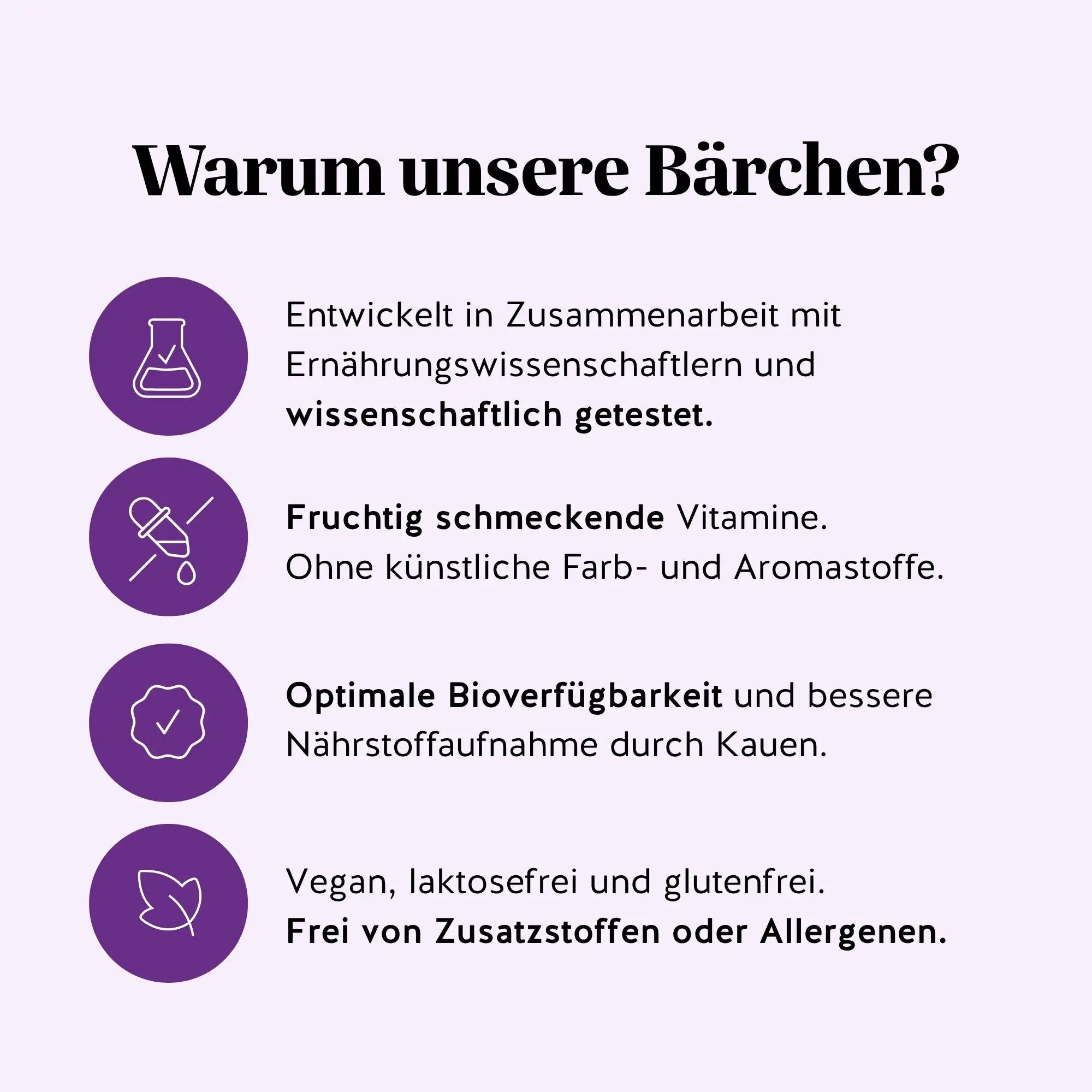 Gründe, sich für die Femtastic PMS Gummibärchen von Bears with Benefits als veganes Nahrungsergänzungsmittel ohne zugesetzten Zucker und abgestimmt auf den weiblichen Zyklus zu entscheiden.