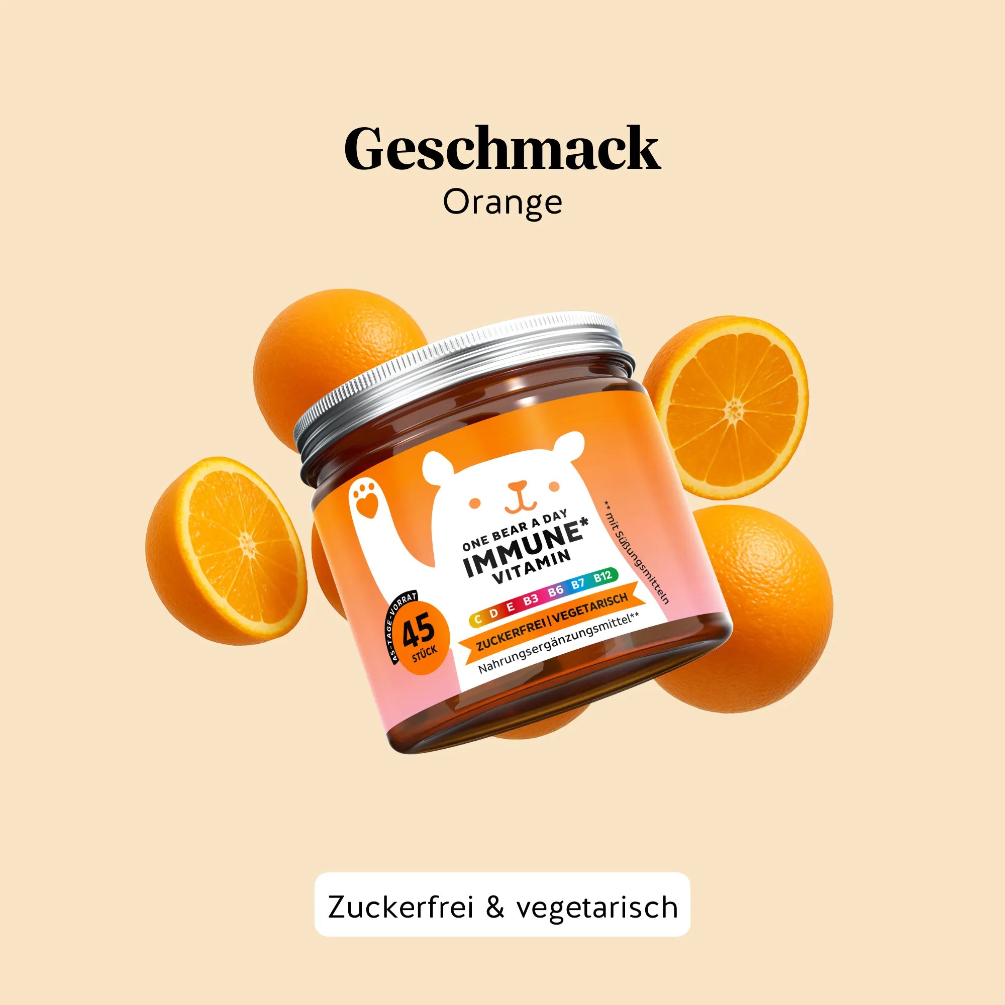 Angenehmer Geschmack der Gummibärchen des Immun Boost vitamin von Bears with Benefits, einfach und lecker einzunehmen. Dose mit 90 Stück.