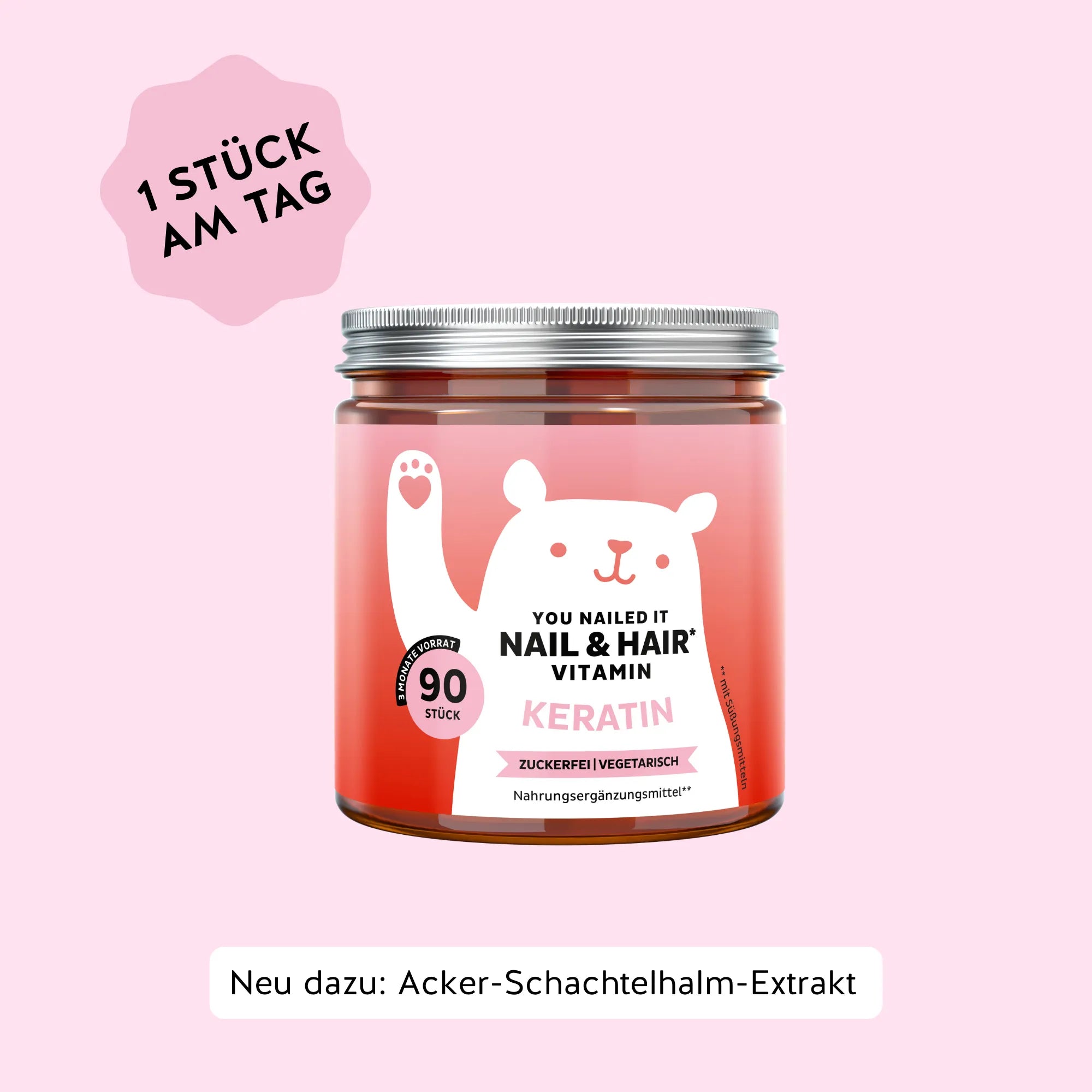 Bears with Benefits YOU NAILED IT Nail & Hair* Vitamin Keratin – zuckerfreie vegetarische Gummibärchen für Haare & Nägel, mit Keratin und 90 Stück