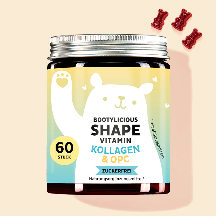 Eine Dose der Bootylicious Shape Vitamins mit Kollagen und OPC von Bears with Benefits für ein starkes Bindegewebe