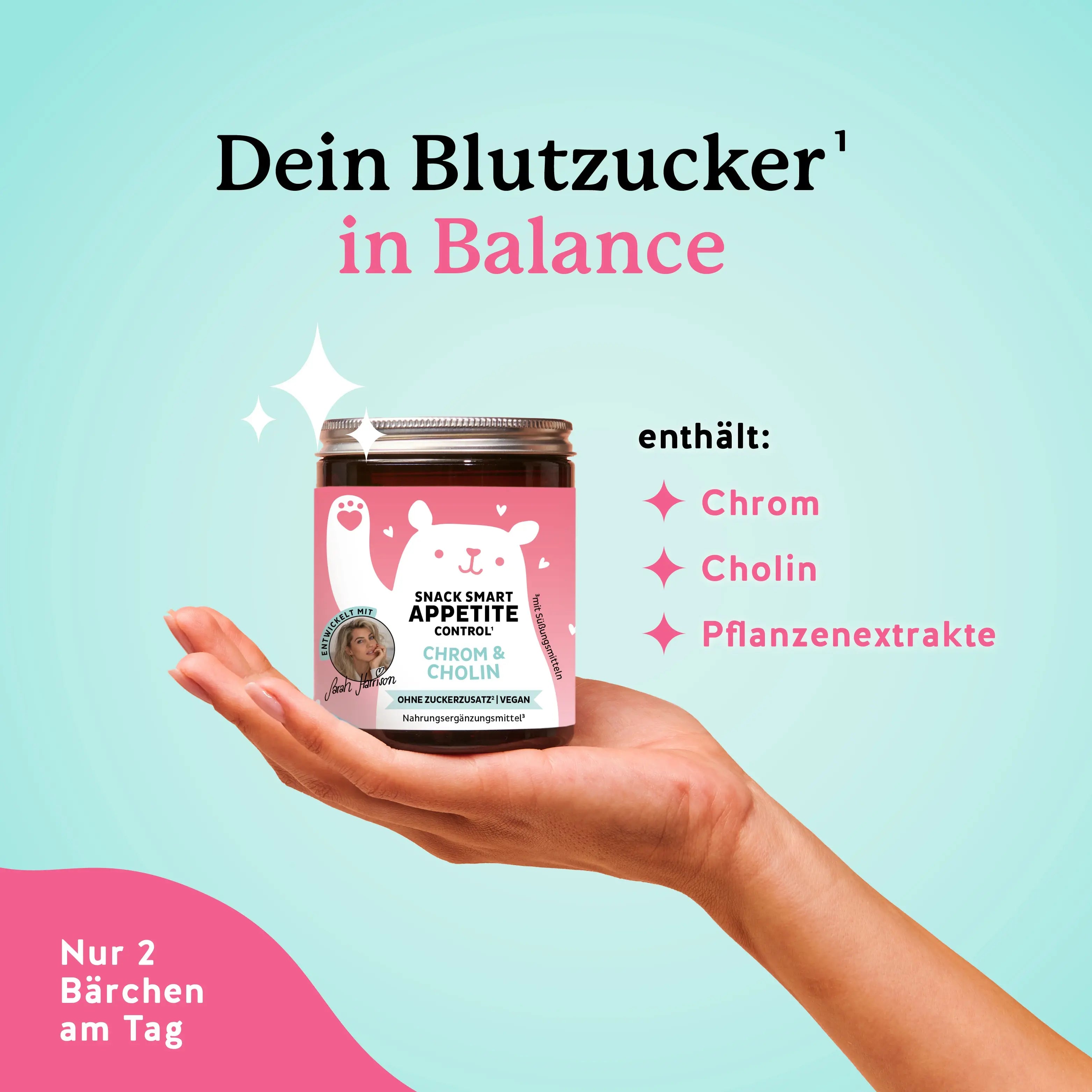 Snack Smart Inhaltsstoffe inklusive Chrom und Cholin für den Blutzuckerspiegel von Bears with Benefits.