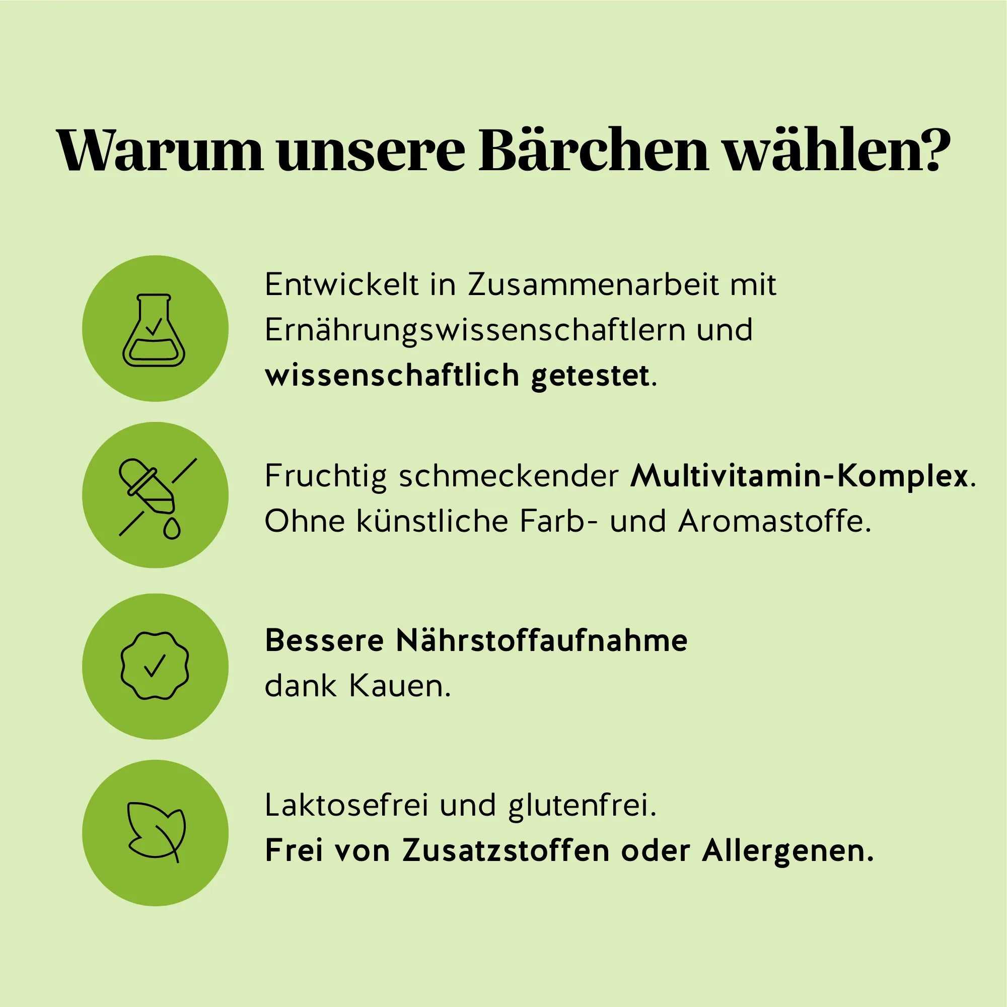 Gründe, sich für die Lift Me Up* Silhouette Vitamin Kollagen & OPC Gummibärchen von Bears with Benefits zu entscheiden: entwickelt mit Ernährungswissenschaftlern, fruchtig im Geschmack, ohne künstliche Farb- und Aromastoffe, laktosefrei und glutenfrei.