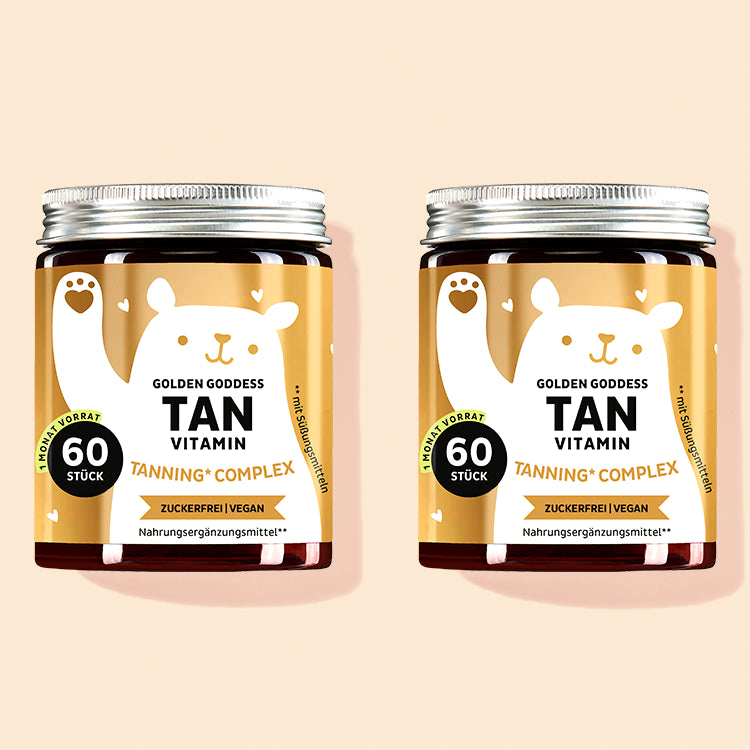Die Golden Goddess Tan Vitamine mit Beta Carotin von Bears with Benefits als 2 Monatskur.