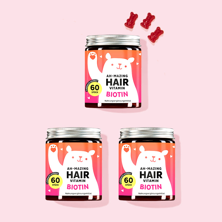 Die Ah-Mazing Hair Vitamine mit Biotin von Bears with Benefits als 3 Monatskur.