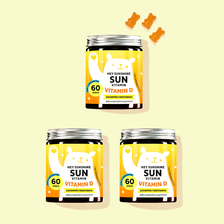 Die Hey Sunshine Sun Vitamine mit Vitamin D von Bears with Benefits als 3 Monatskur.