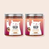Bild des 2-Gläser-Sets der Forever Young Skin Vitamine von Bears with Benefits mit insgesamt 180 Gummibärchen für eine langanhaltende Hautpflege.