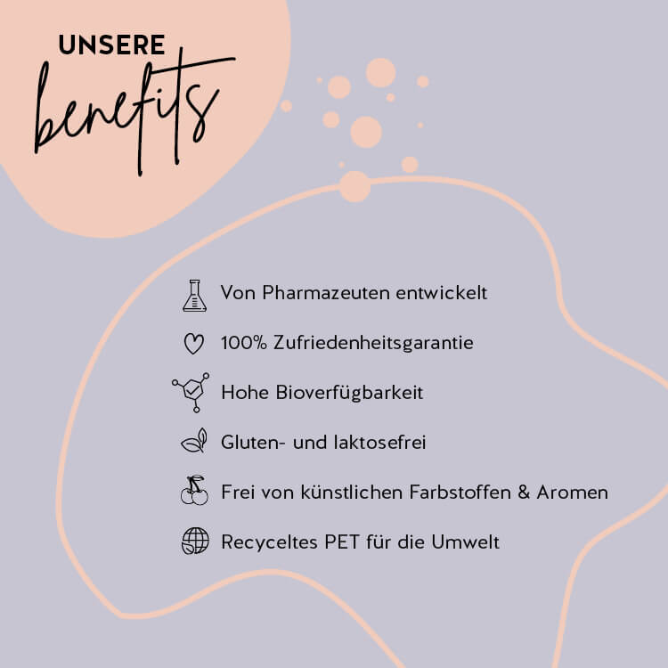 Die Produkte von Bears with Benefits sind mit Pharmazeuten entwickelt worden, haben eine hohe Bioverfügbarkeit und sind gluten- und laktosefrei. Die Verpackung besteht aus recyceltem PET und es gibt eine 100% Zufriedenheitsgarantie