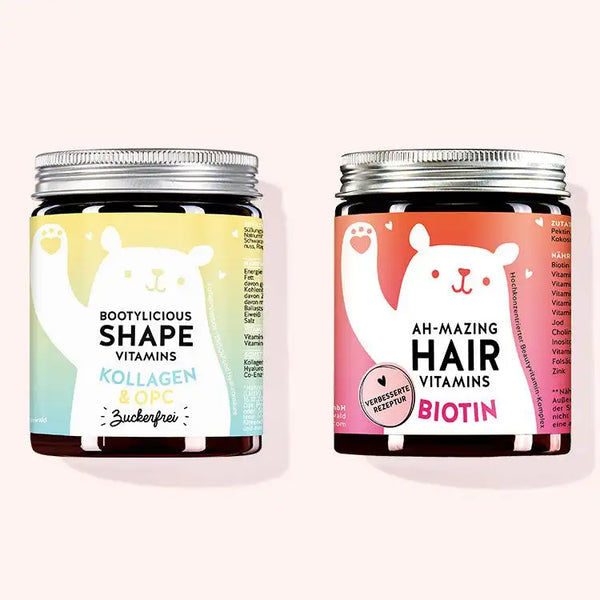 2er Set "Beauty And The Bum Duo" bestehend aus den Ah-mazing Hair Vitamins mit Biotin und den Bootylicious Shape Vitamins mit Kollagen und OPC von Bears with Benefits