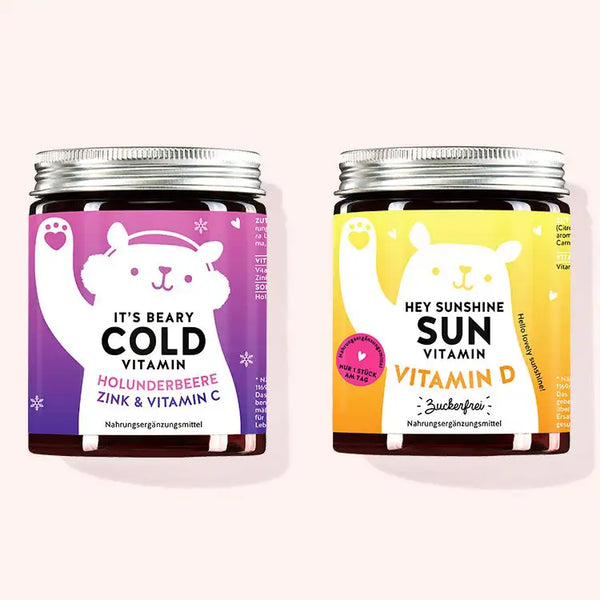 2er Set "Ultimate Defense Duo" bestehend aus den Hey Sunshine Sun Vitamins mit Vitamin D und den It's Beary Cold Vitamins mit Holunderbeere, Zink und Vitamin C von Bears with Benefits