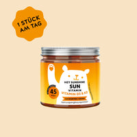 Bears with Benefits HEY SUNSHINE SUN Vitamin – Vegane Vitamin D3 & K2 Gummibärchen für Immunsystem* und Knochen*, Vitamin D3 25 µg (1000 IE) + Vitamin K2 25 µg pro Bärchen, 45 Stück, neue Formel, zuckerfrei, vegan