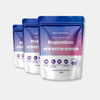 Bears with Benefits Daily Essentials Magnesium – vegane Magnesium Gummies für Energie, Muskelfunktion, Knochen und Zähne, 180 mg Magnesium pro Stück und 360 mg pro Tagesdosis 1–2 Stück, 3x60 Stück, 6 Monate Vorrat, Erdbeer- und Vanillegeschmack, zuckerfrei, laktosefrei & glutenfrei, Nahrungsergänzungsmittel, 240 g pro Packung