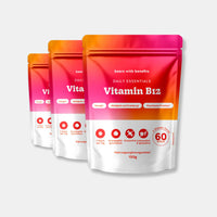 Bears with Benefits Daily Essentials Vitamin B12 – vegane Vitamin B12 Gummies für Energiestoffwechsel, weniger Müdigkeit und normale psychische Funktion, 400 µg Vitamin B12 pro Stück, 3x60 Stück, 6 Monate Vorrat, 1 Stück am Tag, Granatapfelgeschmack, zuckerfrei, laktosefrei & glutenfrei, Nahrungsergänzungsmittel, 150 g pro Packung