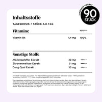 Bears with Benefits FEMTASTIC PMS Vitamin – Nährwerttabelle und Inhaltsstoffe: TAGESDOSIS: 1 STÜCK AM TAG, Vitamin B6 1,4 mg (100%), Mönchspfeffer Extrakt 30 mg, Zitronenmelisse Extrakt 51 mg, Dong Quai Extrakt 30 mg, 90 Stück, 90 Tage Vorrat, ohne Zuckerzusatz & vegan;