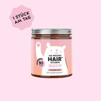 Bears with Benefits AH-MAZING Hair Vitamin – Zuckerfreie, vegane Biotin Gummibärchen für normale Haare, Haut und Nägel, 10.000 µg Biotin pro Bärchen, 90 Stück, 3 Monate Vorrat, neue Formel, zuckerfrei, vegan
