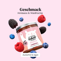 Bears with Benefits AH-MAZING Hair Vitamin – Zuckerfreie, vegane Biotin Gummibärchen mit Himbeere- & Waldfrüchte-Geschmack für Haare und Haut, 10.000 µg Biotin pro Bärchen, 45 Stück, natürlicher Geschmack, zuckerfrei, vegan