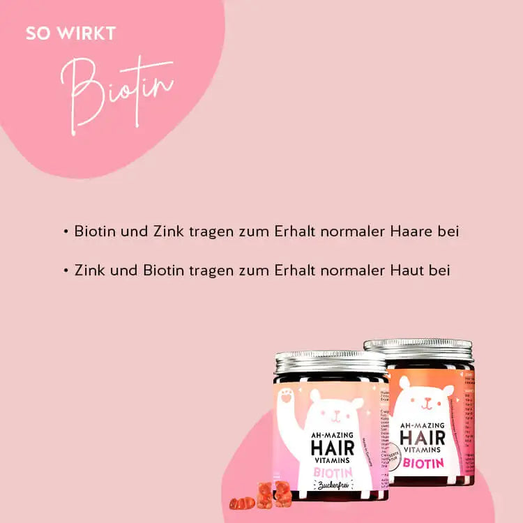 Dies ist die Wirkung der Ah-mazing Hair Vitamins von Bears with Benefits mit Biotin für schönes, volles Haar und Nägel