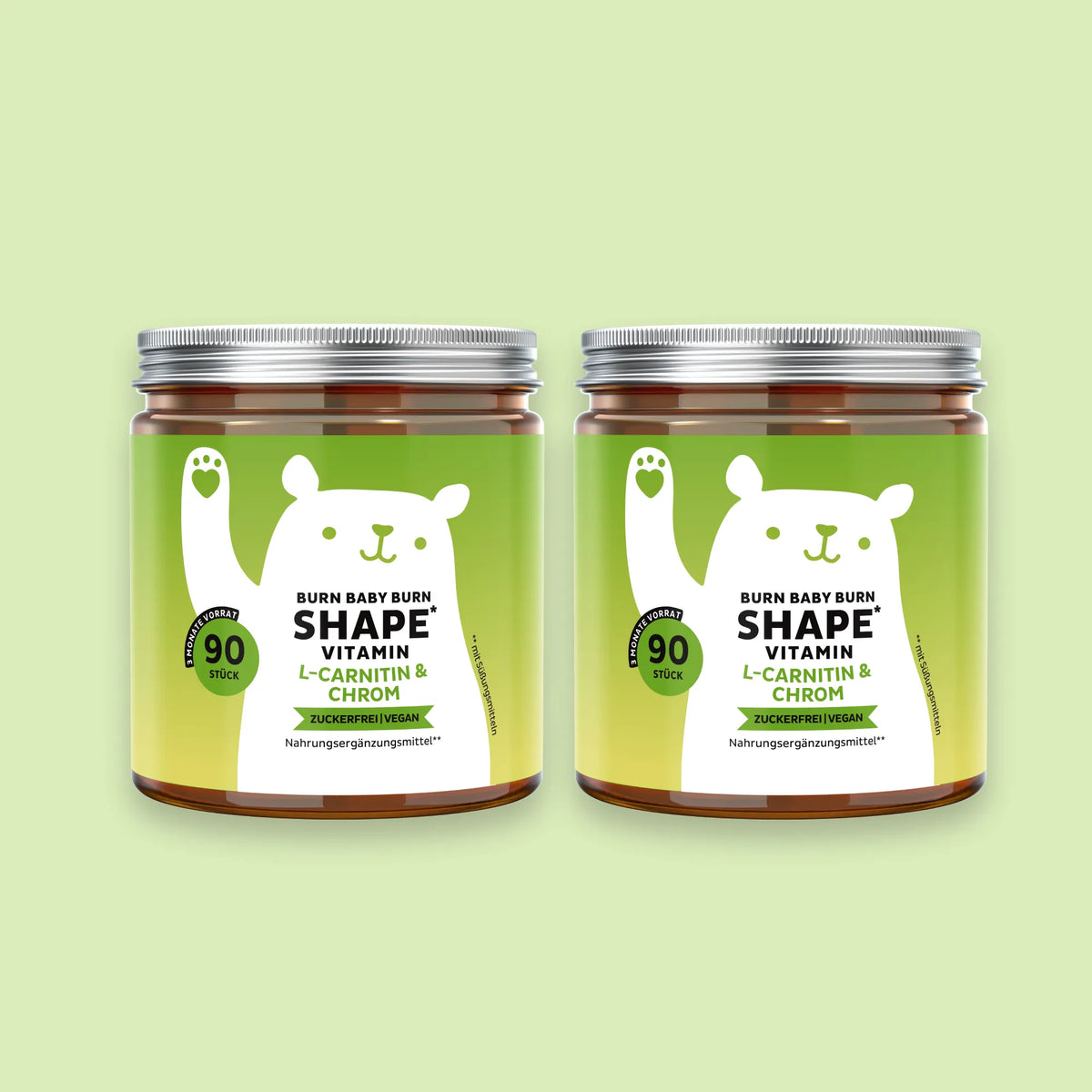 Bears with Benefits Burn Baby Burn Vitamin – Vegane, zuckerfreie Gummies mit Chrom, Biotin, Zink, L-Carnitin & Grüntee-Extrakt, 180 Bärchen mit Zitronengeschmack.