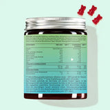 Hier ist die Rückseite der Verpackung der Hey Flawless Youth Bärchen mit Ceramiden abgebildet. Darauf stehen die Nährwertangaben sowie die Zutatenliste des Produkts.