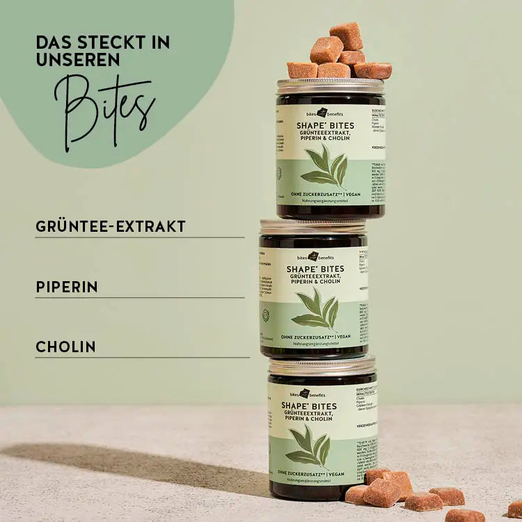Das steckt in unseren Shape Bites: Grüntee-Extrakt, Piperin und Cholin