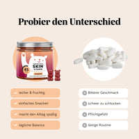 Vorteile der Forever Young Skin Gummibärchen von Bears with Benefits gegenüber Kapseln oder Tabletten für die tägliche Hautpflege.
