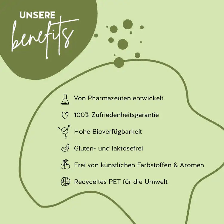 Das Produkt Gerstengras - Eat your super Greens von Bears with Benefits ist mit Pharmazeuten entwickelt worden, hat eine hohe Bioverfügbarkeit und ist gluten- und laktosefrei. Die Verpackung besteht aus recyceltem PET und es gibt eine 100% Zufriedenheitsgarantie.