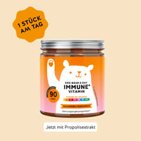 Bears with Benefits One Bear a Day Immune* Vitamin – zuckerfreie vegetarische Immunsystem Gummibärchen mit den Vitaminen C, D, E, B3, B6, B7 und B12, 90 Stück, 3 Monate Vorrat, 1 Stück am Tag, jetzt mit Propolisextrakt, mit Süßungsmitteln, Nahrungsergänzungsmittel**