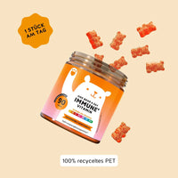 Bears with Benefits One Bear a Day Immune* Vitamin – Verzehrempfehlung 1 Immunsystem Gummibärchen pro Tag, 90 Stück, 3 Monate Vorrat, zuckerfrei, vegetarisch, mit Vitamin C, D, E, B3, B6, B7, B12 und Propolisextrakt, mit Süßungsmitteln, Nahrungsergänzungsmittel**, Verpackung aus 100% recyceltem PET