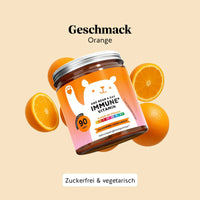 Bears with Benefits One Bear a Day Immune* Vitamin – zuckerfreie vegetarische Immunsystem Gummibärchen mit Orangengeschmack, Vitamin C, D, E, B3, B6, B7, B12 und Propolisextrakt, 90 Stück, 3 Monate Vorrat, mit Süßungsmitteln, Nahrungsergänzungsmittel**, Geschmack Orange, zuckerfrei & vegetarisch