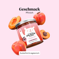 Bears with Benefits YOU NAILED IT Nail & Hair* Vitamin Keratin – zuckerfreie vegetarische Gummibärchen Geschmack Pfirsich, für Haare & Nägel, mit Keratin und Biotin 50 µg.