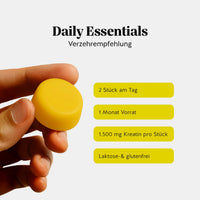 Bears with Benefits Daily Essentials Kreatin – Verzehrempfehlung 2 Kreatin Gummies am Tag, 1.500 mg Kreatin pro Stück, 3.000 mg Kreatin pro Tagesdosis, 60 Stück, 1 Monat Vorrat, laktose- & glutenfrei, Daily Essentials, Nahrungsergänzungsmittel