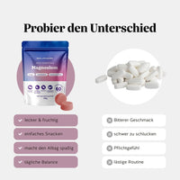 Bears with Benefits Daily Essentials Magnesium – Vergleich Magnesium Gummies vs. Tabletten: lecker & fruchtig, einfaches Snacken, macht den Alltag spaßig und tägliche Balance statt bitterer Geschmack, schwer zu schlucken, Pflichtgefühl und lästige Routine, 180 mg Magnesium pro Stück, 60 Stück, zuckerfrei, laktosefrei & glutenfrei