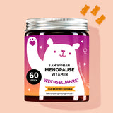 Eine Dose I am Woman Menopause Vitamin mit Nachtkerzenöl und Leinöl von Bears with Benefits für die Wechseljahre.