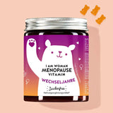 Eine Dose I am Woman Menopause Vitamin mit Nachtkerzenöl und Leinöl von Bears with Benefits für die Wechseljahre.