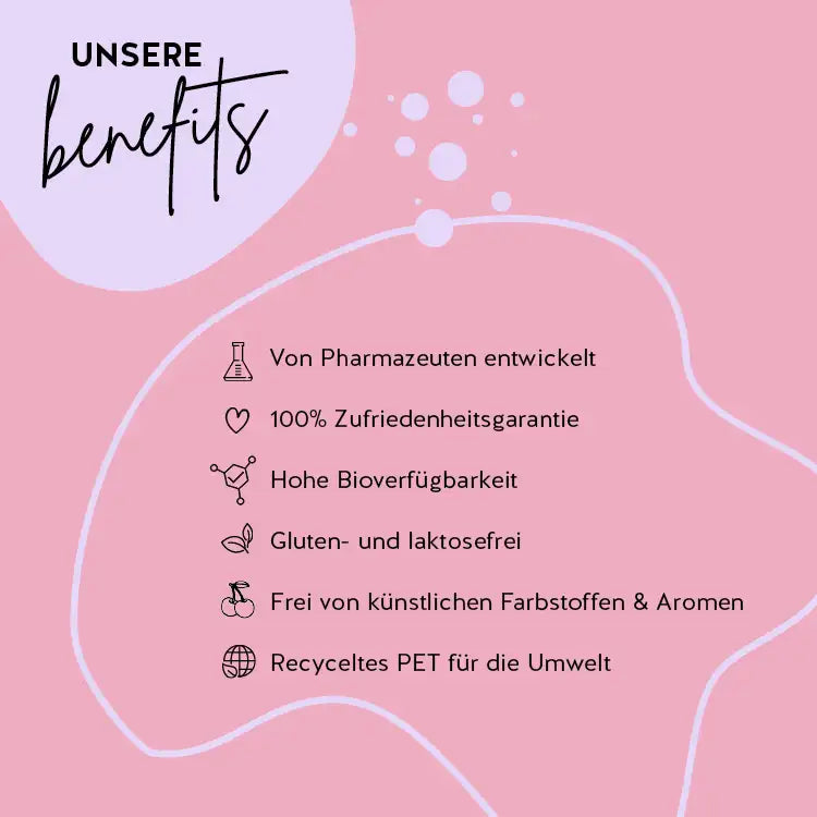 Die Produkte von Bears with Benefits sind mit Pharmazeuten entwickelt worden, haben eine hohe Bioverfügbarkeit und sind gluten- und laktosefrei. Die Verpackung besteht aus recyceltem PET und es gibt eine 100% Zufriedenheitsgarantie