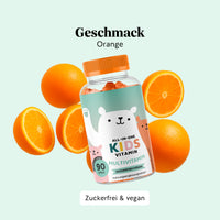 Bears with Benefits ALL-IN-ONE Kids Vitamin Multivitamin – vegane, zuckerfreie Vitamin-Gummibärchen für Kinder mit Orangengeschmack, tägliche Vitaminversorgung, Vitamin D 10 µg pro Tagesdosis