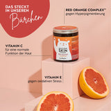 Diese Inhaltsstoffe und Nährstoffe stecken in den Beach Guard Sun Vitamins von Bears with Benefits: Red Orange Complex, Vitamin C, Vitamin E.