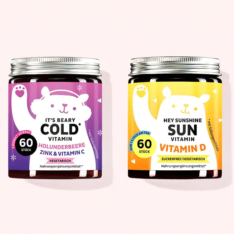 2er Set "Ultimate Defense Duo" bestehend aus den Hey Sunshine Sun Vitamins mit Vitamin D und den It's Beary Cold Vitamins mit Holunderbeere, Zink und Vitamin C von Bears with Benefits
