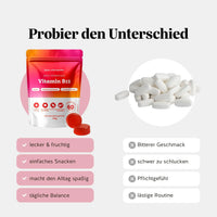 Bears with Benefits Daily Essentials Vitamin B12 – Vergleich Vitamin B12 Gummies vs. Tabletten: lecker & fruchtig, einfaches Snacken, macht den Alltag spaßig und tägliche Balance statt bitterer Geschmack, schwer zu schlucken, Pflichtgefühl und lästige Routine, 400 µg Vitamin B12 pro Stück, 60 Stück, 2 Monate Vorrat, zuckerfrei, laktosefrei & glutenfrei