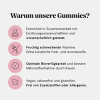 Bears with Benefits Daily Essentials Vitamin B12 – Warum unsere Gummies: entwickelt in Zusammenarbeit mit Ernährungswissenschaftlern und wissenschaftlich getestet, fruchtig schmeckende Vitamine ohne künstliche Farb- und Aromastoffe, optimale Bioverfügbarkeit und bessere Nährstoffaufnahme durch Kauen, vegan, laktosefrei und glutenfrei, frei von Zusatzstoffen oder Allergenen, 400 µg Vitamin B12 pro Stück