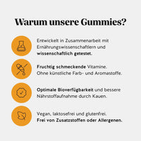 Bears with Benefits Daily Essentials Vitamin C – Warum unsere Gummies: entwickelt in Zusammenarbeit mit Ernährungswissenschaftlern und wissenschaftlich getestet, fruchtig schmeckende Vitamine ohne künstliche Farb- und Aromastoffe, optimale Bioverfügbarkeit und bessere Nährstoffaufnahme durch Kauen, vegan, laktosefrei und glutenfrei, frei von Zusatzstoffen oder Allergenen, 125 mg Vitamin C pro Stück