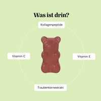 Bears with Benefits Lift Me Up Silhouette Vitamin – Inhaltsstoffe pro Kollagen & OPC Gummy: Kollagenpeptide, Vitamin C, Vitamin E und Traubenkernextrakt, 500 mg Kollagenpeptide und 20 mg Traubenkernextrakt mit 19 mg OPC pro Stück, 45 Stück, zuckerfrei