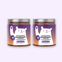 Bears with Benefits Re-Balance Menopause Support – Vegane Hyaluronsäure Gummibärchen für Unterstützung während der Menopause und weibliches Wohlbefinden, 25 mg Hyaluronsäure pro Bärchen, 2er Pack je 90 Stück, 6 Monate Vorrat, zuckerfrei und vegan
