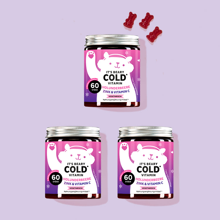 Die It`s Beary Cold Vitamine mit Holunderbeere von Bears with Benefits als 3 Monatskur.