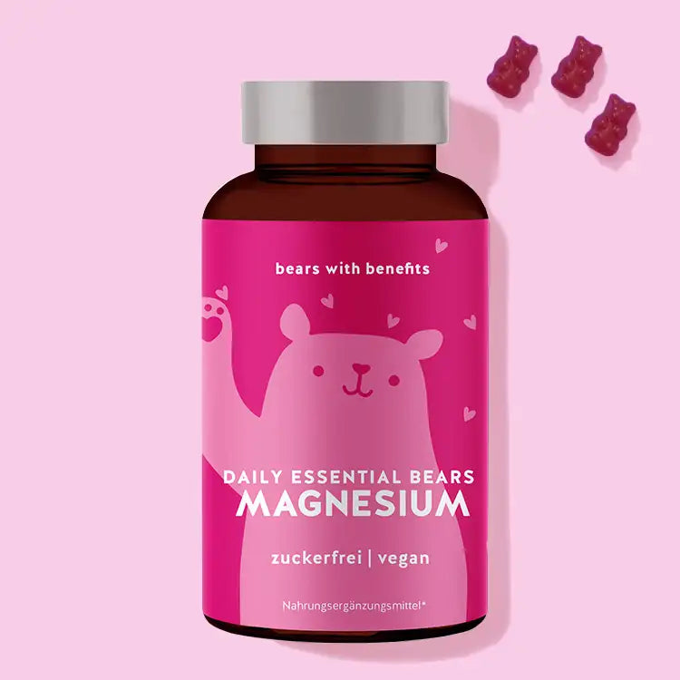 Auf diesem Bild ist eine Dose des Produkts Daily Essential Bears mit Magnesium von Bears with Benefits abgebildet.